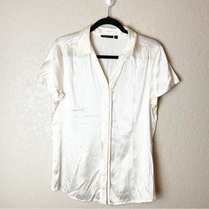 Semantiks silk blend cream color short sleeve button up blouse